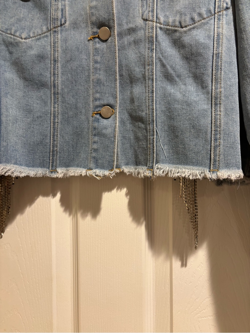 Custom Rhinestone Fringe Denim Jacket - Picture 7 of 10
